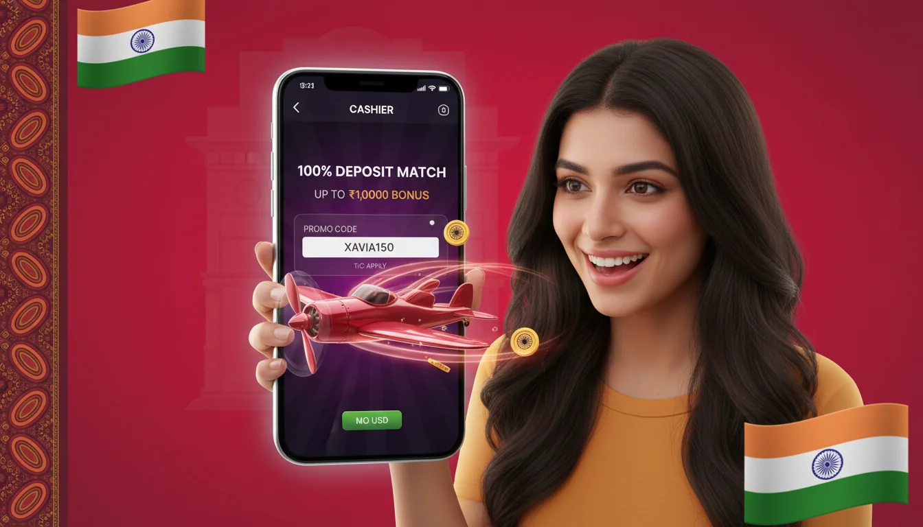 Aviator casino cashier with welcome bonus match toggle and promo code field