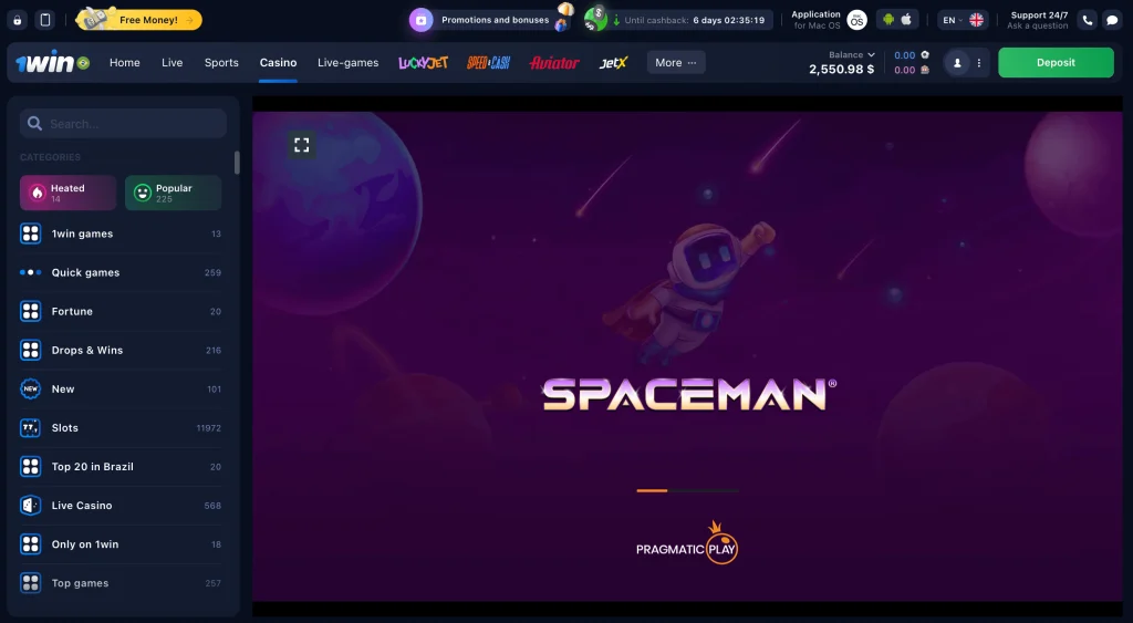Spaceman 1win Game